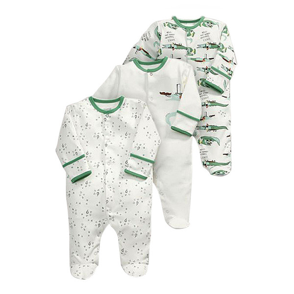 3Pcs/lot Baby Girls Boy Footies 1 Years Long Sleeve Pajamas Newborn Clothes Unisex Onesie Cotton Infant Jumpsuit Toddler Costume