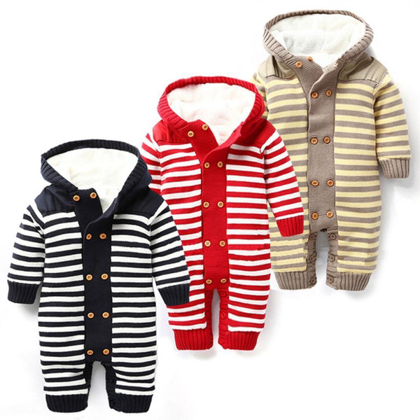 Winter Baby Clothing Plus Velvet Warm Newborn Baby Rompers Brand Hooded Boys Clothes Infant Costume Baby Girls Jumpsuit