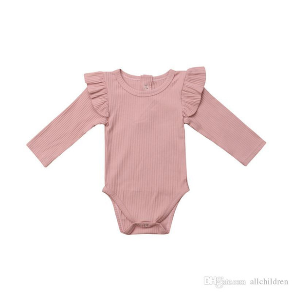 Baby Kids Girls Tops Newborn Infant Long Sleeve Solid Color Jumpsuit Clothes Bodysuit Comfy Outfits Autumn Spring Cotton Girl