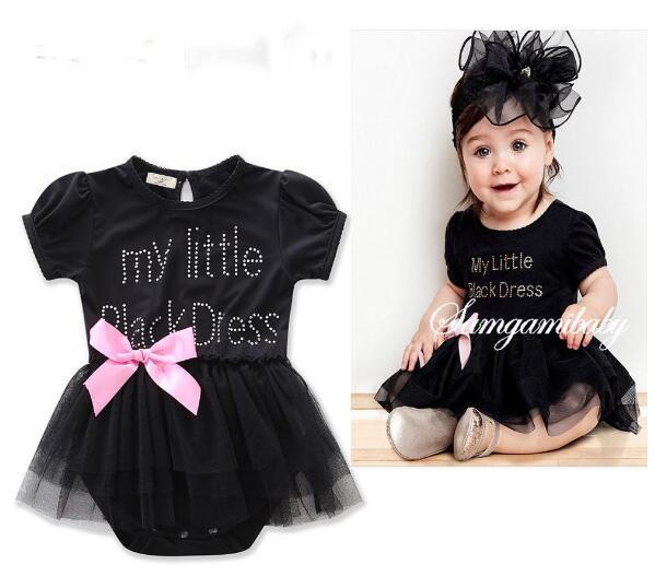 Summer new onesies baby babies explosion models girls cute bow black mesh skirt