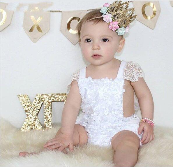 New baby crawling suit explosion models babies baby summer cute white lace jumpsuit