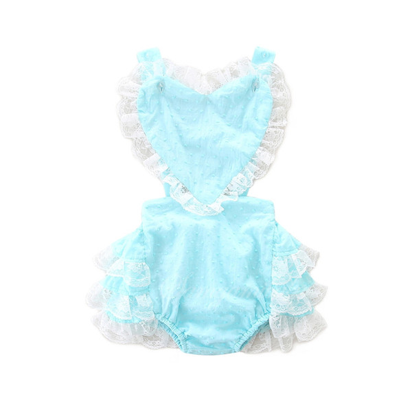 Summer Baby Girl coveralls INS Explosions Refreshing Backless Pink Light Blue Love Baby Harem Jumpsuit Lace Sleeveless Princess Dress XYL596