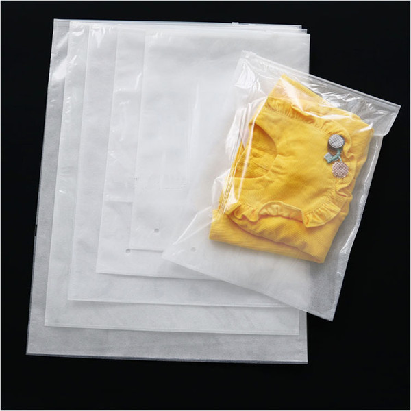 100Pcs/lot One-side Clear Plastic And One-side Non-woven Garment Zipper Bag For Apparel Shirts Jean Gift Bag