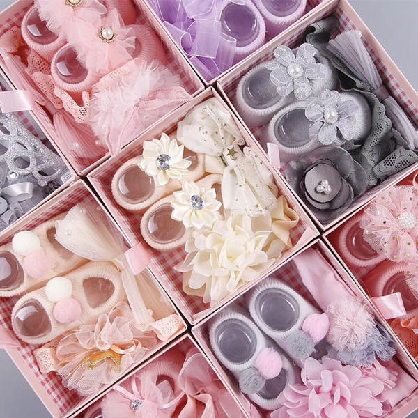 baby gift set newborn gift hair accessories shoes set box nine color Princess gift box