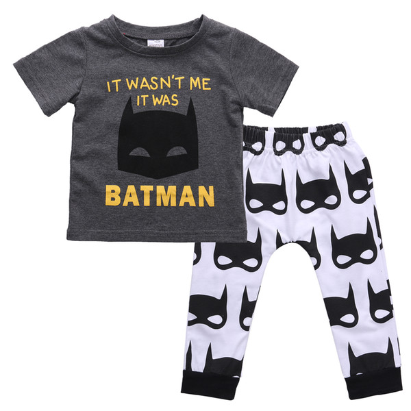 Cartoon Newborn Kids Baby Boy Clothes Batman T-shirt Tops Pants Outfits Set