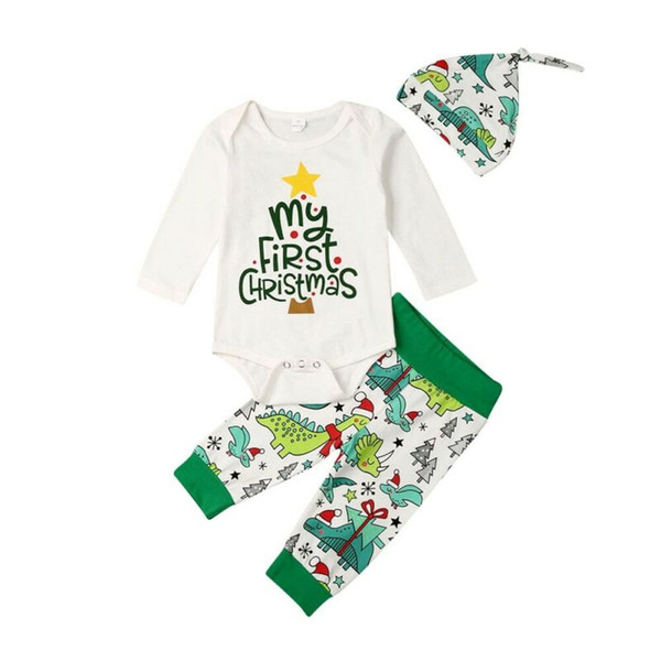 Baby Boy Clothes Christmas Outfit Romper Bodysuit Pants Trousers Hat 0-18M /BY