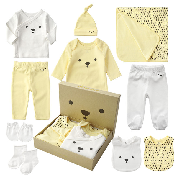 2019 Newborn gift box spring and autumn newborn baby set cotton maternal and child supplies full moon baby baby clothes cotton 10pcs