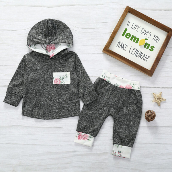 New Toddler Kids Baby Boys Infant Floral Clothes Hoodies Tops Pants Outfits Set