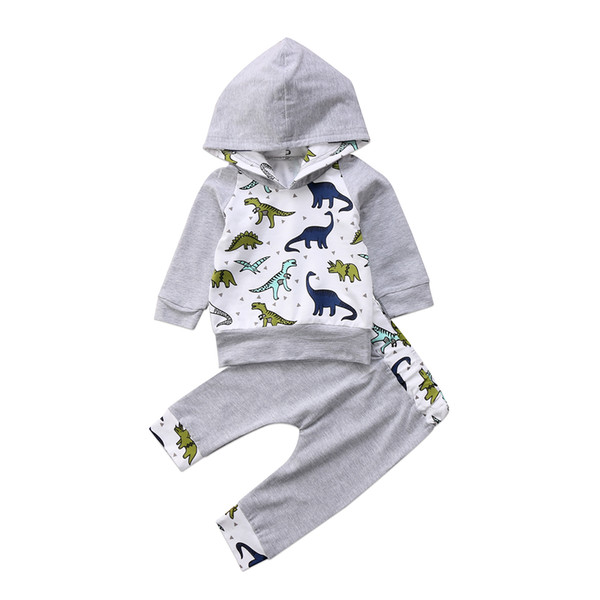 New Tollder Kid Baby Clothing Boy Long Sleeve Hooded Shirt Tops and Pant Outfit Set Clothes 2PCS stylish lovely