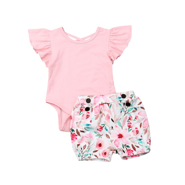 Pudcoco Newborn Set Kids Baby Girl Floral Clothes Romper New Born Bodysuit Short Pants Outfits 0-24M