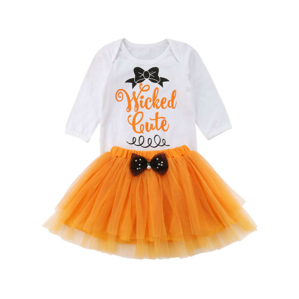 2019 Summer Baby Clothing 2PCS Kid Baby Girl Halloween Outfits Clothes Romper+Tutu Skirt Dress