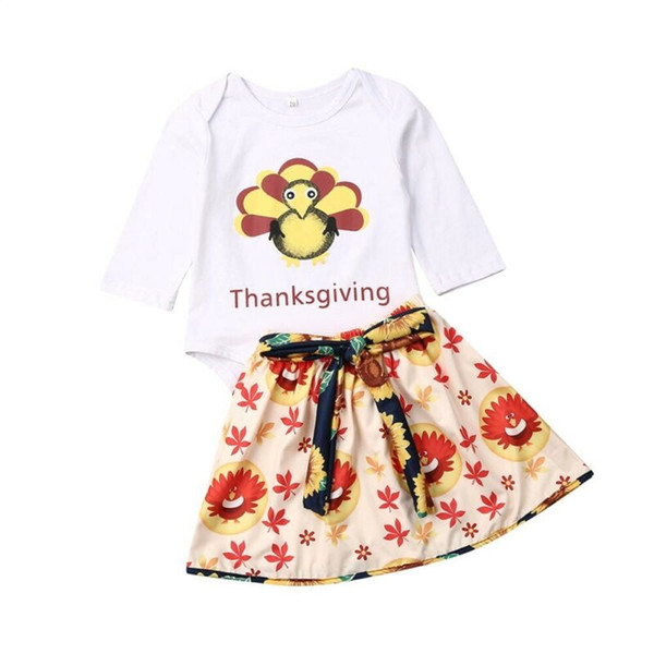 Pudcoco Autumn Newborn Girl Baby kids Thanksgiving Clothes Long Sleeve Romper Jumpsuit Tops Tutu Skirts Outfit Sets