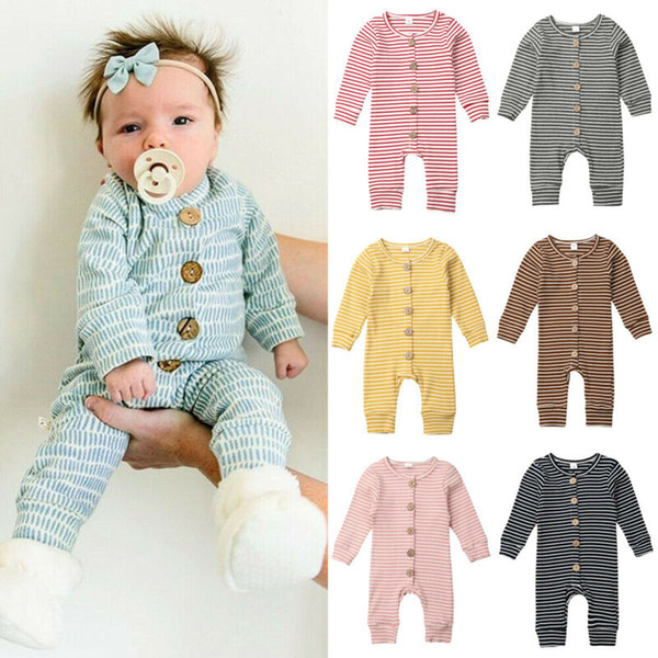 Spring New Newborn Infant Baby Boy Girl Cotton Romper Jumpsuit Clothes Outfit Lots Striped Autumn Clothing