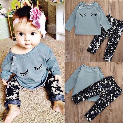 2Pcs Set Newborn Infant Baby Girls Tops Long Sleeve Shirt+Pants Outfits Clothes Set Autumn Spring Baby Clothing