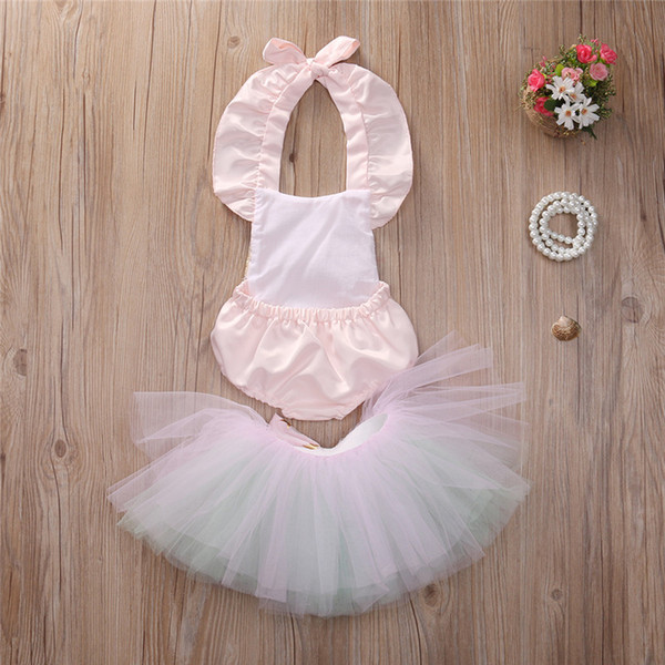 Newborn Infant Baby Girls Clothes Set Sleeveless Tops Bodysuits Tutu Skirt Outfits Set Clothing Baby Girl