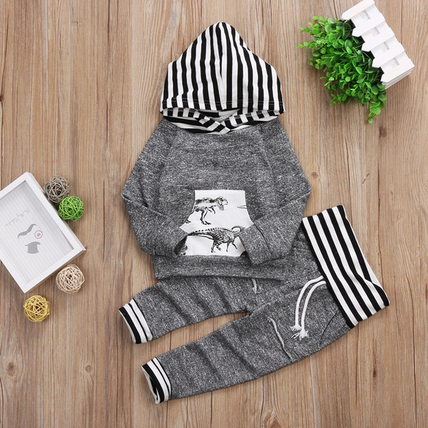 Newborn Infant Kid Baby Boy Dinosaur Clothes Hoodies Tops Coat Long Pants Outfit