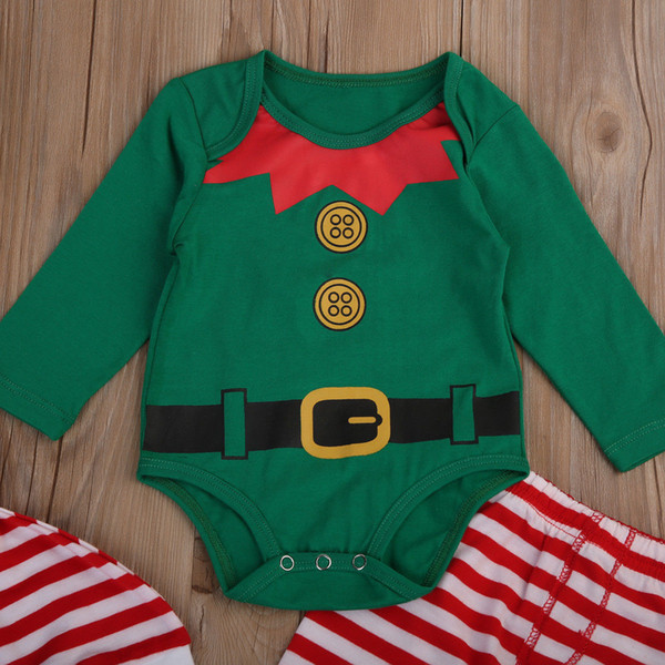 New Year Babies 3 pcs Xmas Clothing Set Newborn Baby Boys Girls BodysuitTops+Pants+Hat Outfits Set Christmas Clothes 0-24M