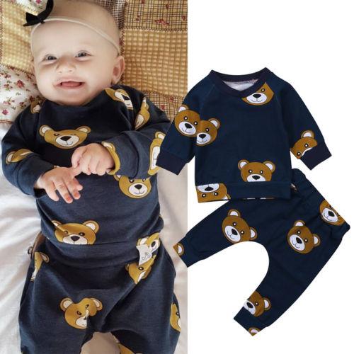 Autumn Winter Clothes Newborn Toddler Baby Boy Clothes Stereo T-shirt+Long Pants Leggings Outfit Clothes Set 2pcs 0-24 months