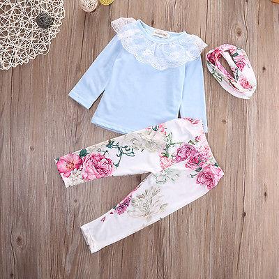 Newborn Kid Baby Girl Floral Clothes Tops T Shirt Tee Pants Tracksuit Outfit Set