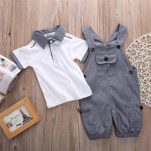 Infant Kids Baby Boys Clothes Shirt T-shirt+Braces Pants Outfit,2pcs Newborn Babies boy Summer t-shirt+Bib Outfits Set Clothing