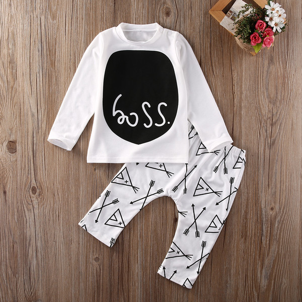 2019 Latest Children's Wear 100% Cotton Newborn Toddler Baby Boys T-shirt Tops Cute Pattern Long Pants Outfits Clothes Set 3-24M