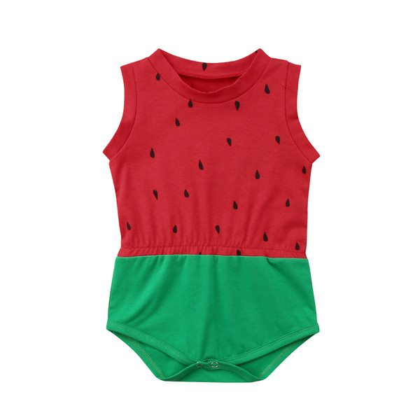 Toddlers Baby Boys 2018 Watrermelon Summer Sleeveless Bodysuit Red Green Patchwork Jumpsuit Playsuit Outfit Summer Clothing