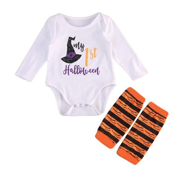 Newborn Baby Boy Girl Clothes My 1st Halloween Hot Long Sleeve Cotton Bodysuit Tops+Leg Warmer Outfit 2017 New Baby Clothing Set