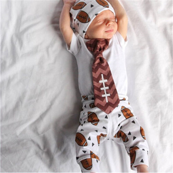 Newborn baby boys spring autumn clothing sets cotton long sleeve tops bodysuit tie gentleman + Pants + Hat outfits child