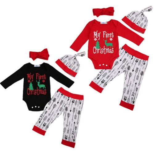 Christmas Infant Toddler Baby Boys Girls Romper Pants Jumpsuit Outfits Set 0-24M