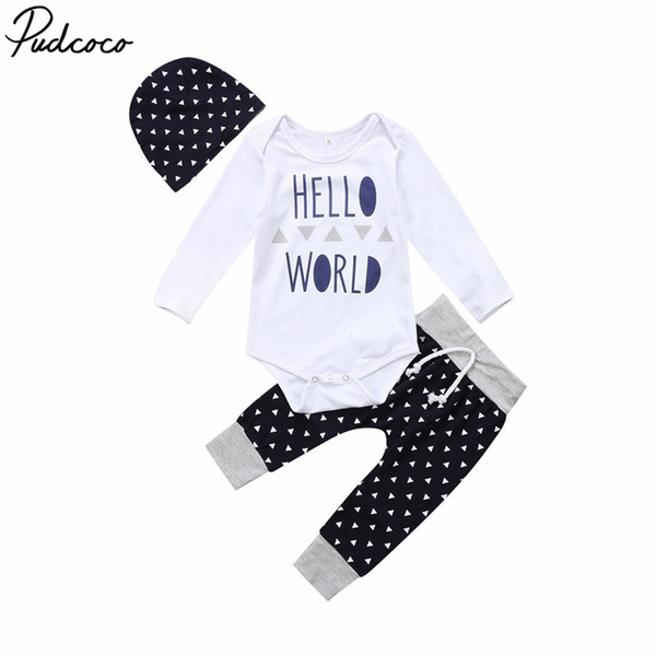 Cute 3Pcs Baby Girls Infant Toddler Jumpsuit Romper+Hat+Long Pants Set Clothes Autumn Summer clothing children New