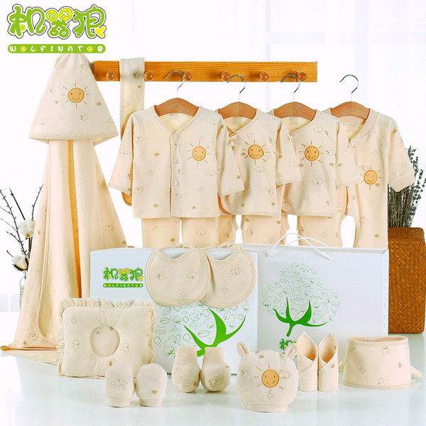 Newborn baby infant clothes set gift box spring autumn winter toddlers jumpsuit hat shoes gloves baby wrap romper 13/16/22 PCS