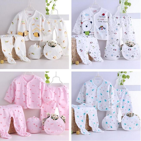 5pcs/set Cartoon Newborn Baby Clothes set infant cotton Summer spring Fall suit outfit Baby & Kids Clothing set 0-6M