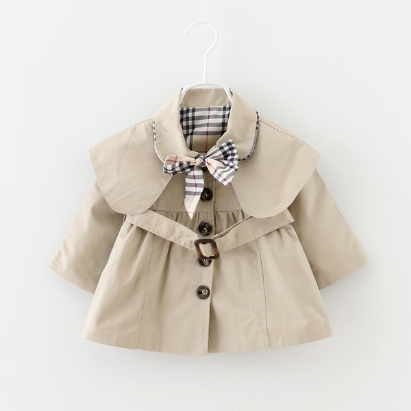 2019 New Baby Toddler Girls Tench Coats Spring Lapel Waistband Windbreaker Coat Outerwear Kids Jacket Clothes