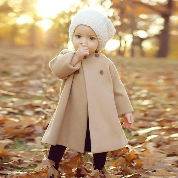 2019 New Autumn and winter new children's coat trench newborn baby coat long-sleeve button girl coat 0- 4 years old