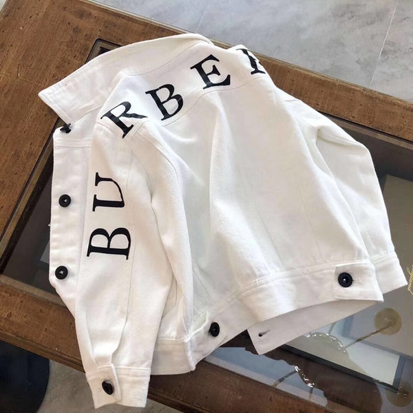 2019 Girls Jackets Style Teens Outerwear Fashion boys white Coats Children's Clothing Kids Jean Jacket free shipping