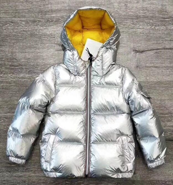 New Winter Baby Girls Boys coat Top Quality Sliver stripe Down Jackets Children Warm Thickening Down Jackets silver color