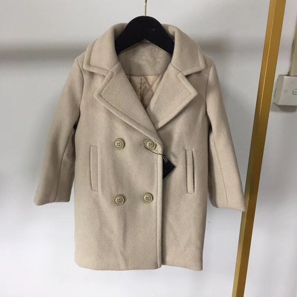 long solid 2018 winter jacket girls long sleeve fashion tench Cashmere coats kids clothing children warm outerwear jacket tops