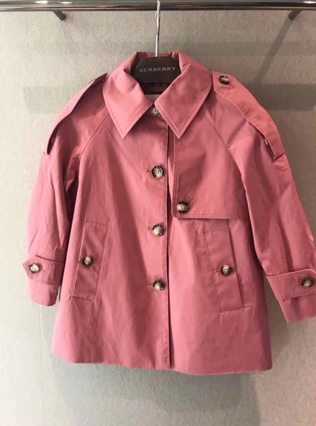 long solid 2018 autumn jackets girls fashion long sleeve cotton tench coats kids clothing children outerwear jacket tops
