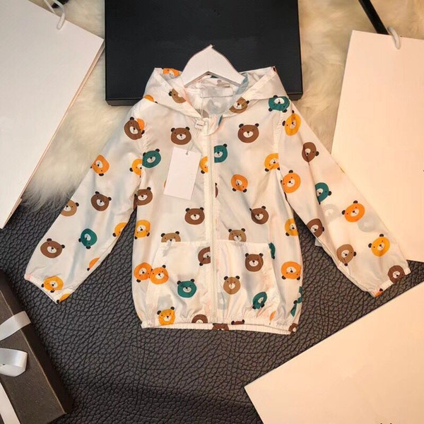 2018 spring&summer boys girls jackets Fashion Little Bear casual hooded outerwear for girls zipper kids Sunscreen clothing