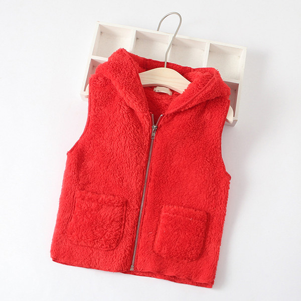 Kids Vests 2018 New Winter Fashion Casual Hooded Unisex Vests Lamb Sleeveless Kids Vests For 3T-7T