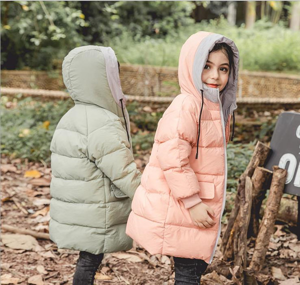 2018 winter new style simple and fashionable children's boys and girls in the long paragraph thickened down jacket