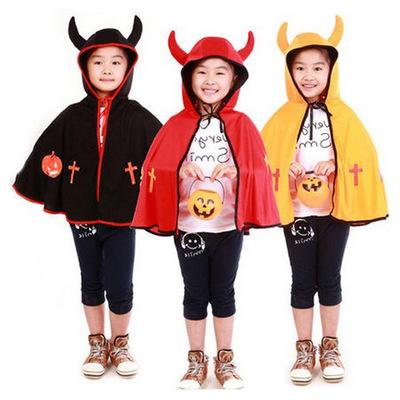 fashion Halloween children's costume cosplay cosplay cosplay men and women ox horn devil cape cape cape kindergarten cloak performance suit