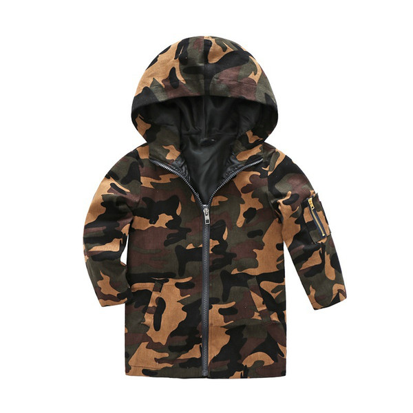 Spring 2019 new camouflage children's coat boys hoodie zipper shirt