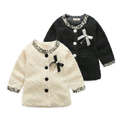 2019 children's wear girl's fragrance series coat baby elegant lady wind coat pearl button coat