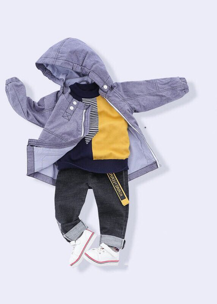 New denim zip-up jean jacket hooded blazer for kids(5pcs/lot)