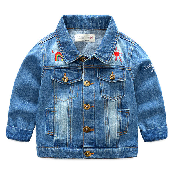 The new fall color denim jacket for kids in Europe and the United States has a lapel denim jacket(5pcs/lot)