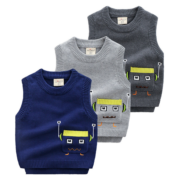 Autumn boutique children's clothing boys' abstract cartoon sweater vest sweater vest(5pcs/lot)