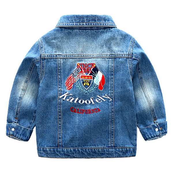 Autumn boutique children's back embroidery full cotton children's denim jacket denim jacket(5pcs/lot)