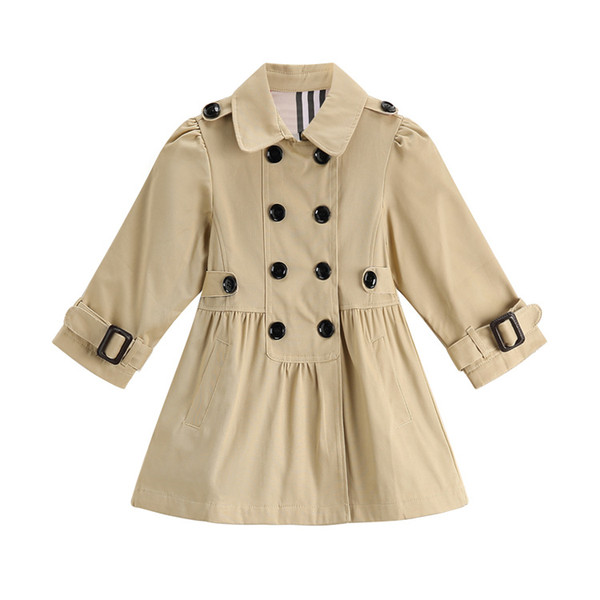 New European and American style double - breasted long - style trench coat cotton fashion children necessary(5pcs/lot)