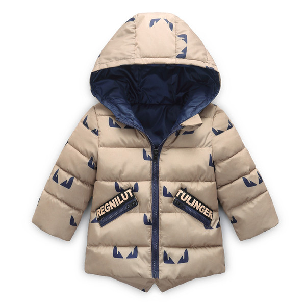 Winter Jacket For Boy Letter Pattern Cotton Down Sport Coat 1-7T Baby Boy Padded Jacket Outwear Hoodies Jacket Kids Clothing